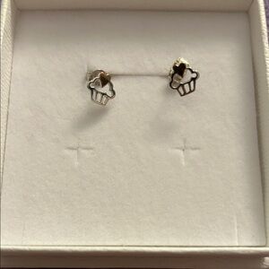 Cupcake silver earrings- with backings